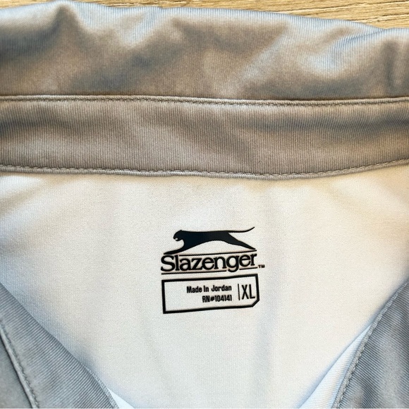 Slazenger Men’s Golf Sport Polo Shirt Size XL Gray Striped Front Breathable - Picture 3 of 8